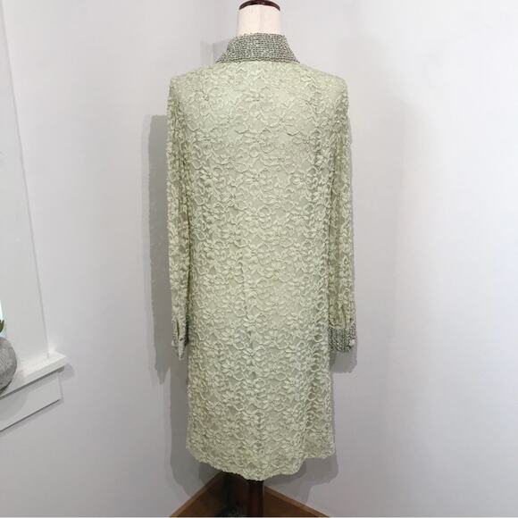 Valentina Ltd 1960s Embroidered Beaded Lace Long Sleeve Tunic Dress 14 VTG 10 to - Picture 8 of 16